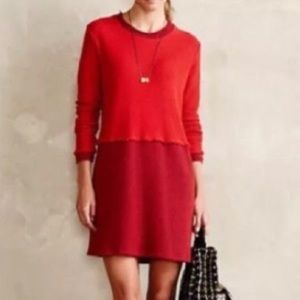 Anthropologie Amadi red tweed shift dress S